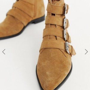 ASOS Tan Ankle Boots with Buckle Detail